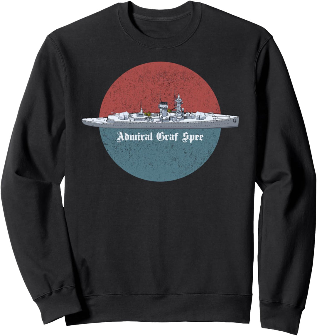 Admiral Graf Spee Deutsches WW2 Panzerschiff Vintage Szene Sweatshirt