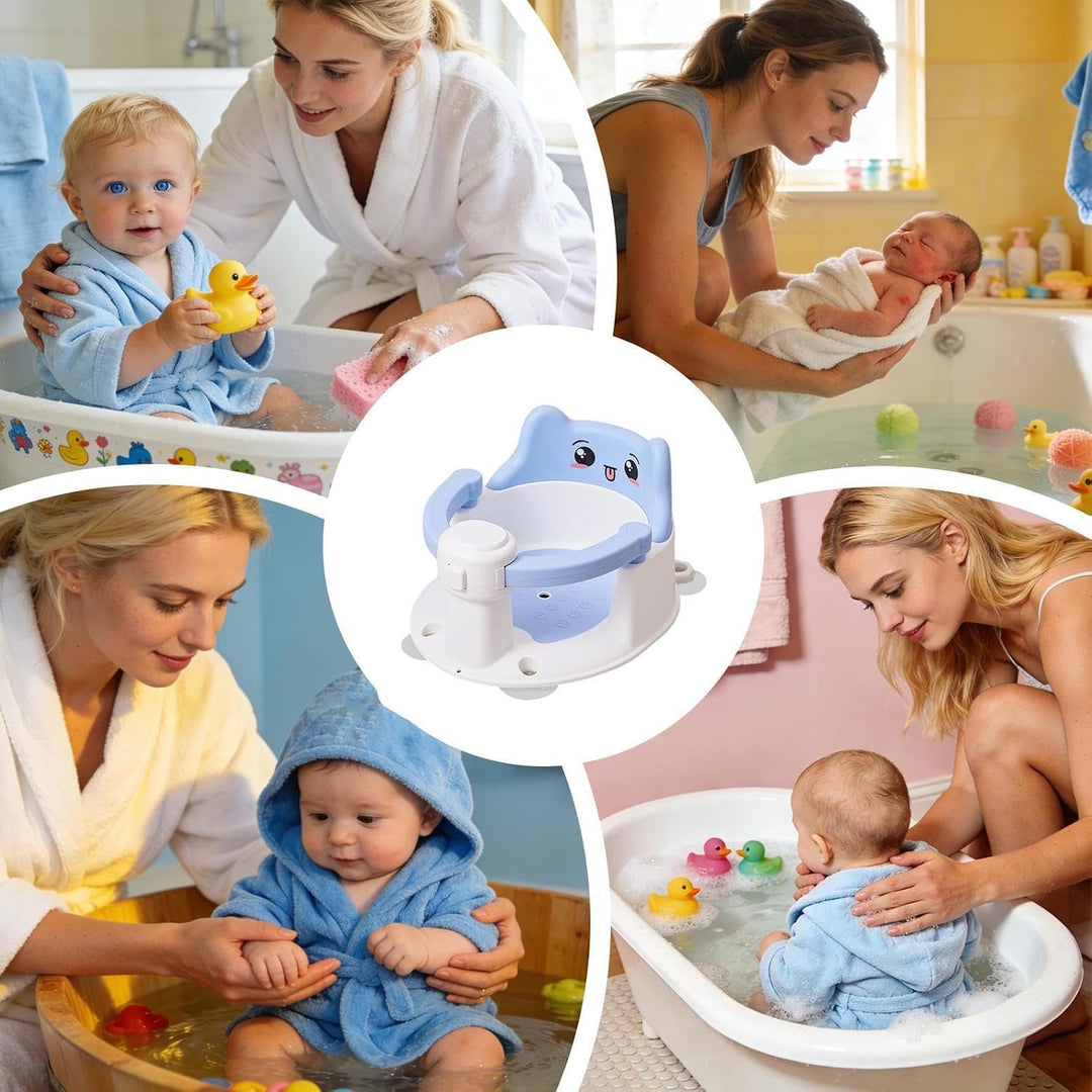 Kinder-Badewannensitz, tragbar, Saugnapf, Duschsitz blau, blau