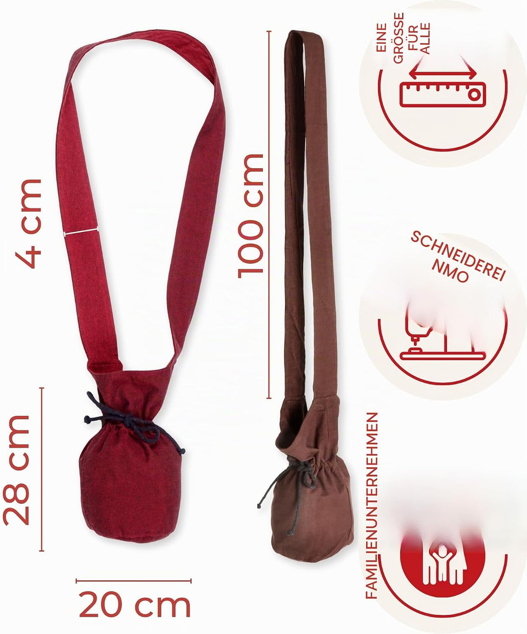 Umhänge -Tasche Klein - Baumwolle/Leinenlook Mittelalter Kleidung Rot, Rot