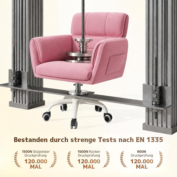 Schreibtischstuhl, Schminktisch Stuhl mit Samtbezug, Neigbarer & Höhenverstellbarer Bürostuhl, bis 1