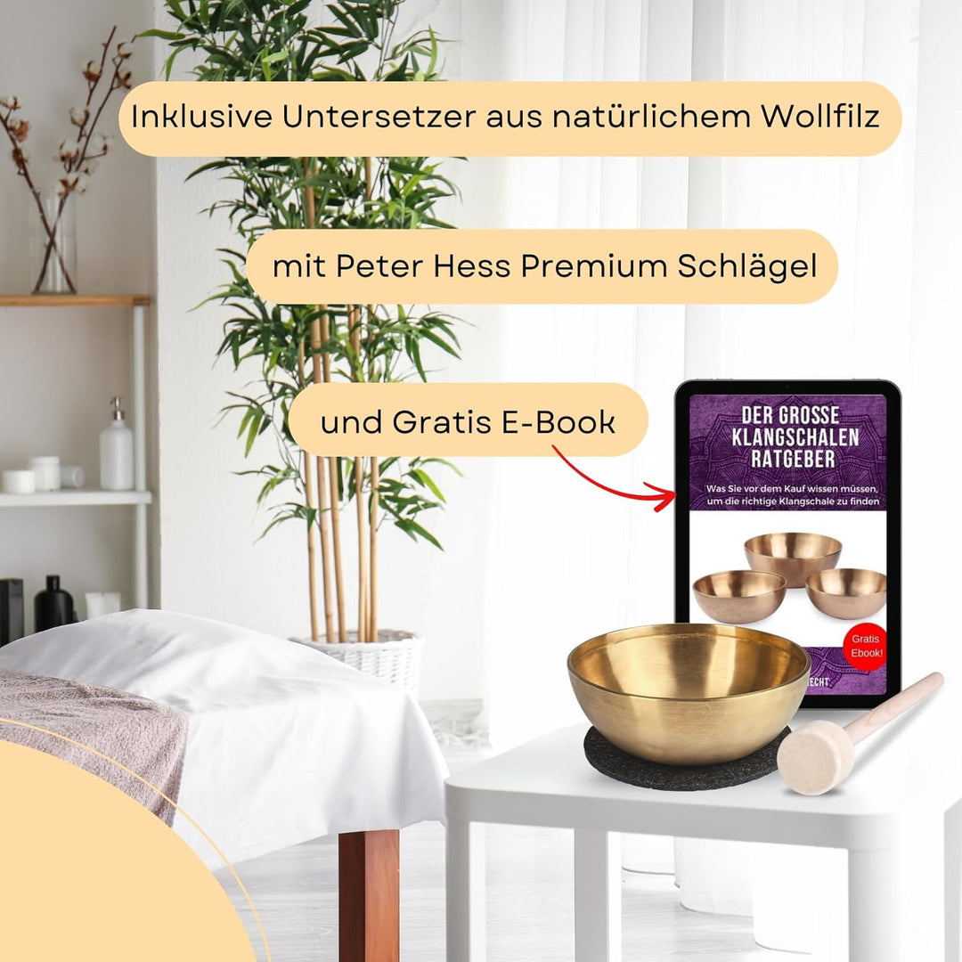 Peter Hess Therapieklangschale Kehlkopfschale (16,5 cm, 700 g) mit Filzschlägel und Filzuntersetzer