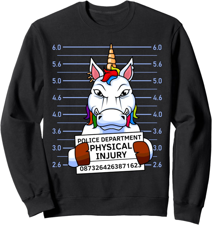 Böses Einhorn Verhaftung Foto Verhaftungsfoto Witz Spa Sweatshirt