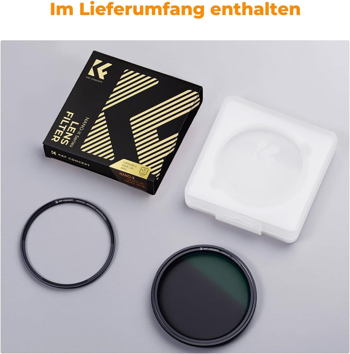 K&F Concept Nano-X Magnetischer ND Filter 58mm Variabler Graufilter ND8-128 (3-7 Stop) Neutral Grauf