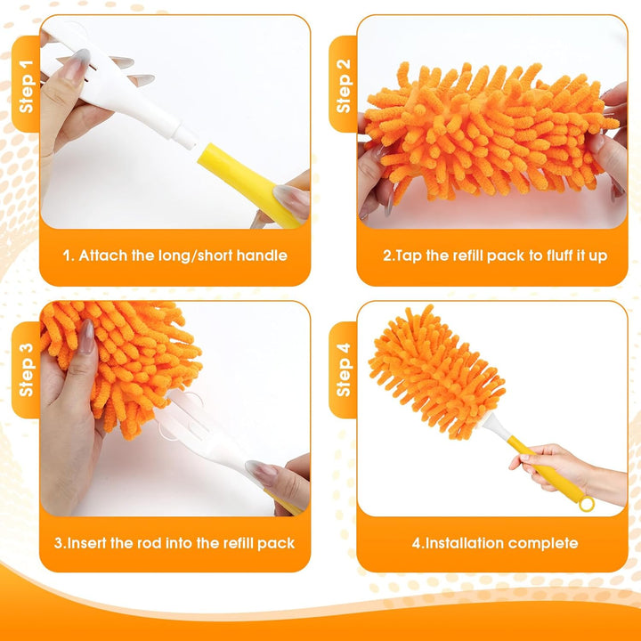 10 Stück Staubwedel Waschbar für Swiffer Staubmagnet Nachfüllpack, 360° Wiederverwendbar Staubwedel