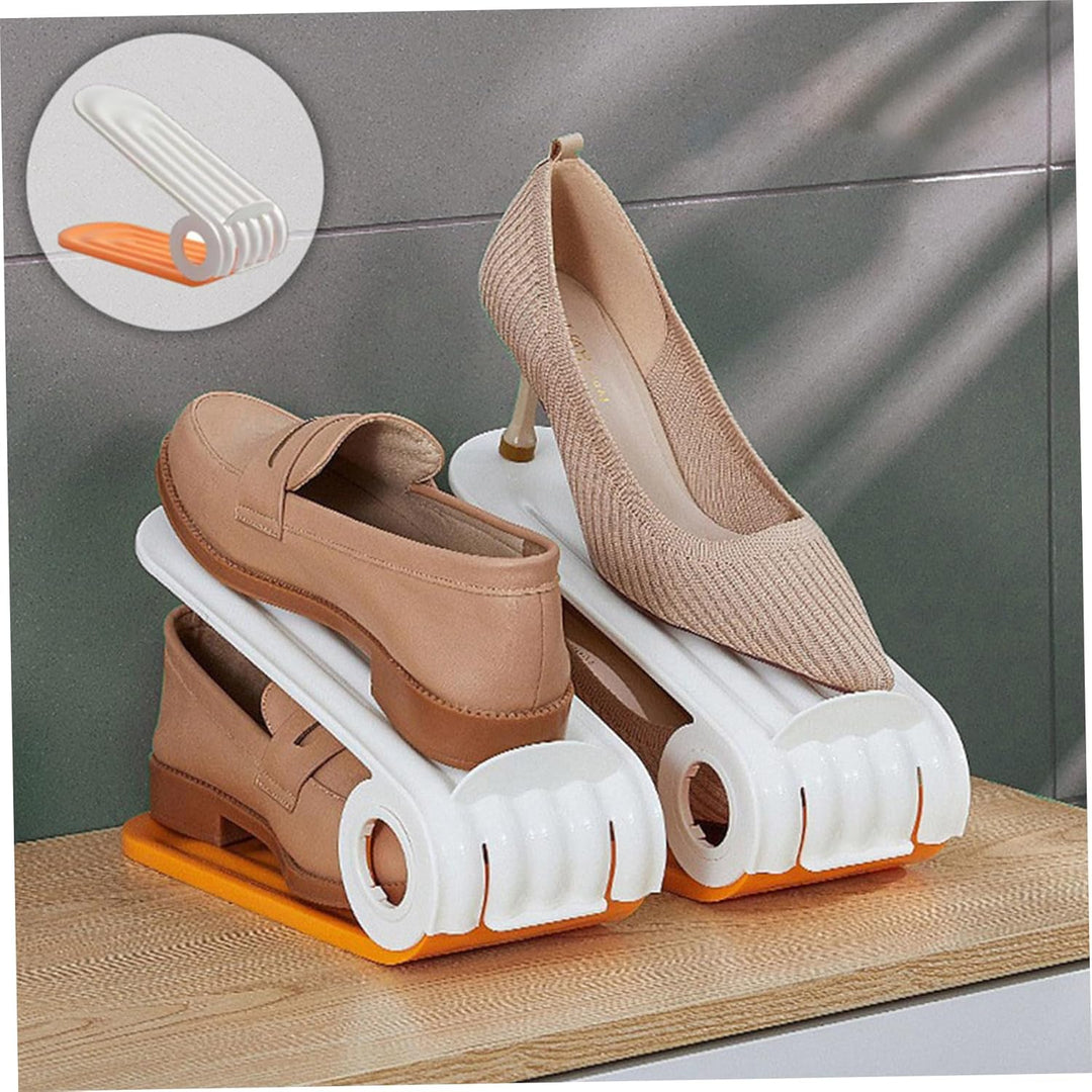 Schuhschlitz-Organizer, 4 Stück, verstellbarer Schuhstapler, 4 Ebenen, PP, platzsparend, zweilagige