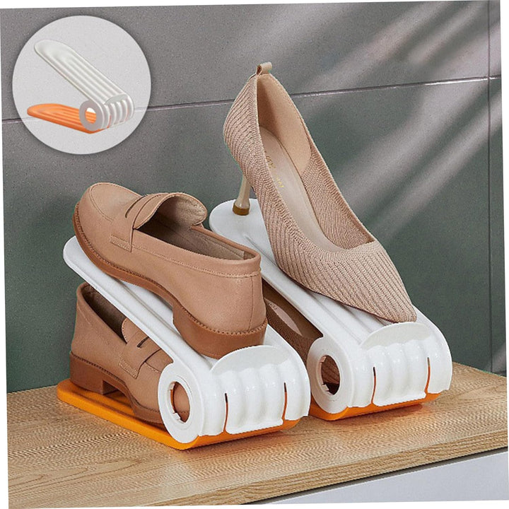 Schuhschlitz-Organizer, 4 Stück, verstellbarer Schuhstapler, 4 Ebenen, PP, platzsparend, zweilagige