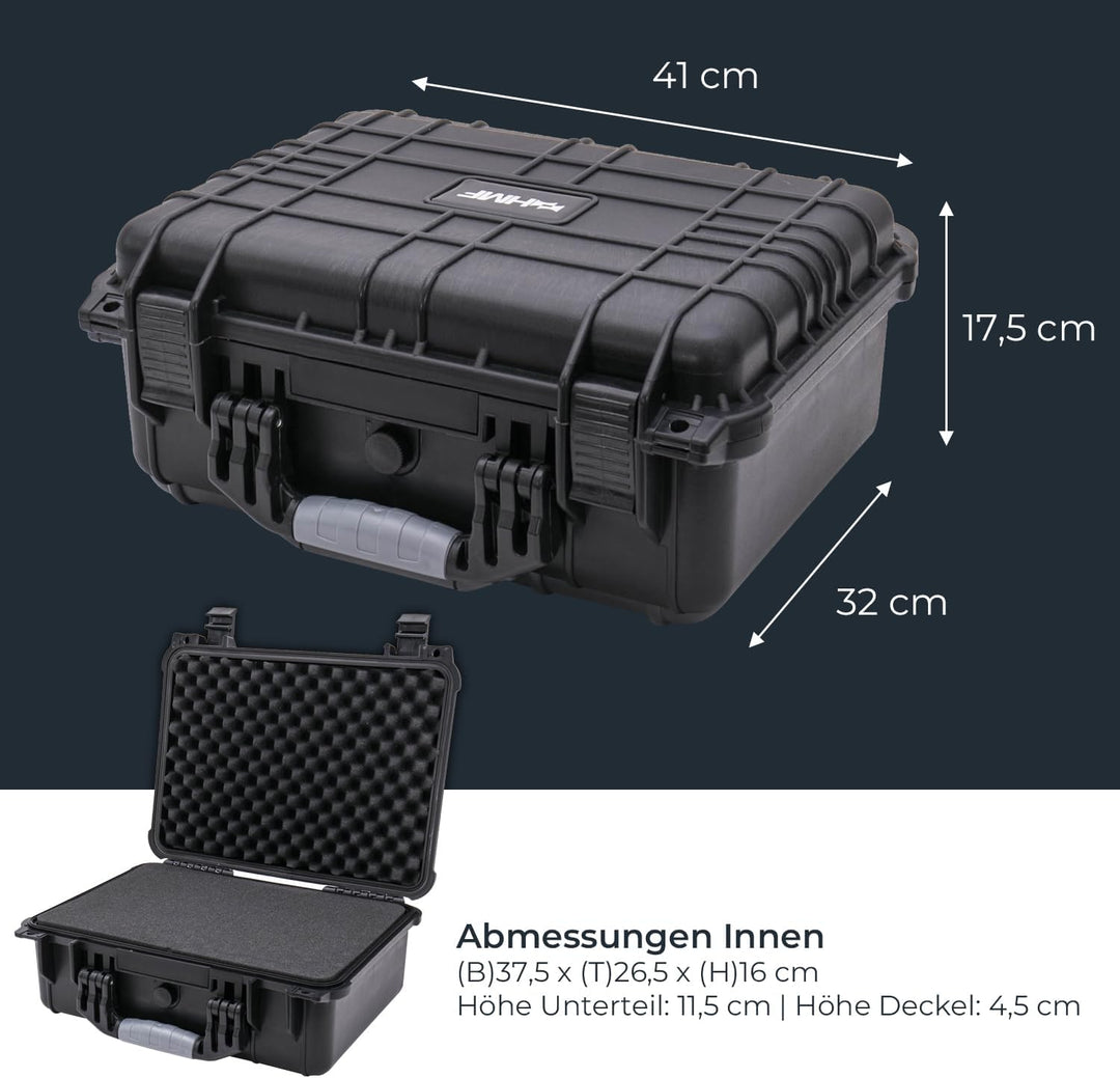 HMF ODK100 Outdoor-Fotokoffer, Transportkoffer mit Rasterschaumstoff | 41 x 32 x 17,5 cm, 41 x 32 x