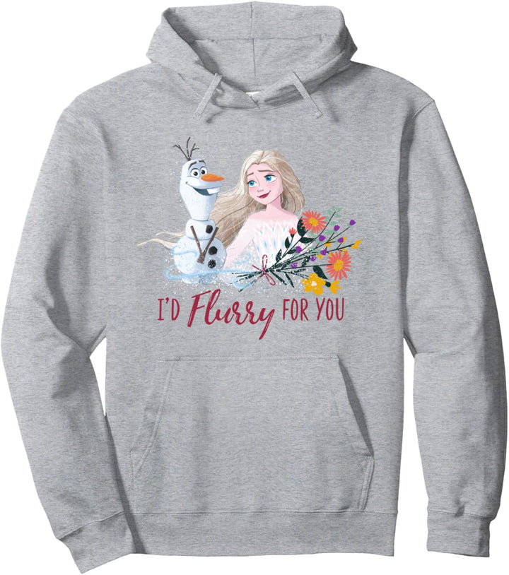 Disney Frozen Valentine's Day Olaf, I'd Flurry For You Elsa Pullover Hoodie