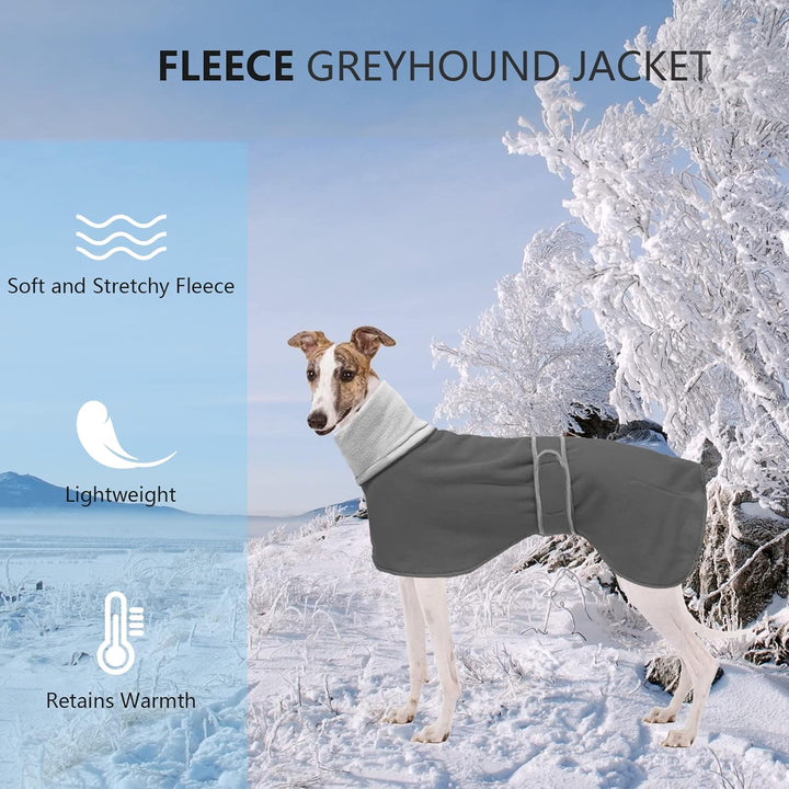 Geyecete Fleece Hundemantel Pullover für Windhunde,Whippet winterjacken Rollkragen Warmes Verstellba