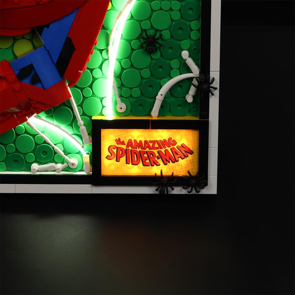 Kyglaring Kompatibel mit Lego Art The Amazing Spider-Man Poster 31209 Bausteine, Beleuchtungszubehör