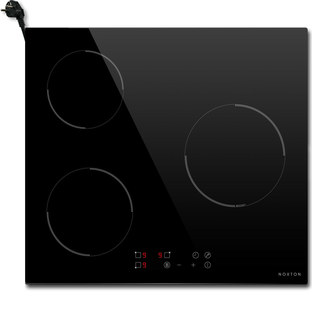 NOXTON Induktionskofeld mit Stecker, 3 Platten, 3500W, Autarkes Induktionskofeld 60 cm Eibau, Kochfe