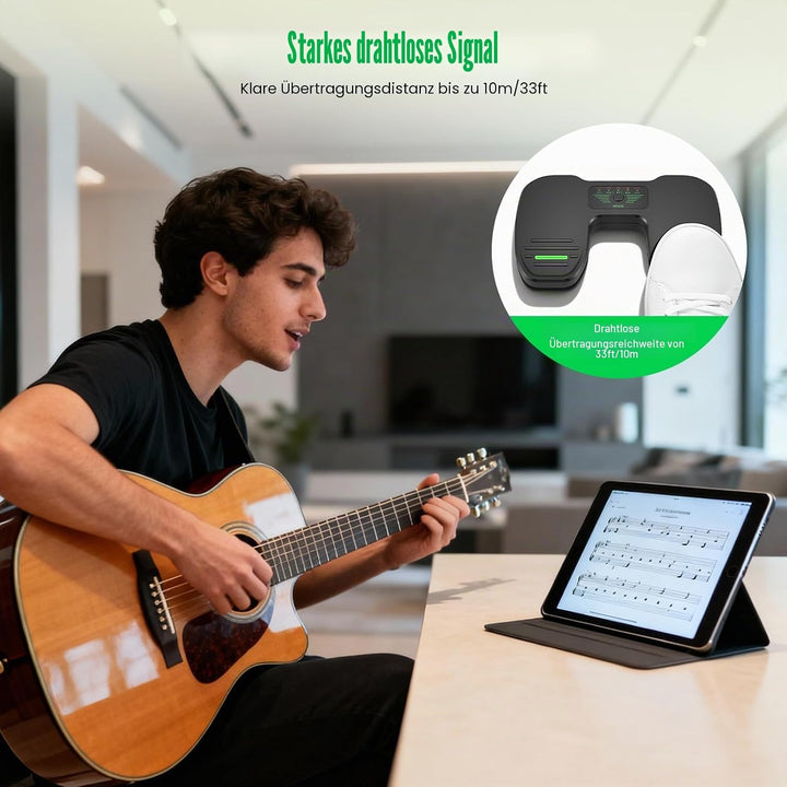 Bluetooth Page Turning Pedal, Wireless Page Turner Stumm, Musik Lese Controller zum Spielen von Inst
