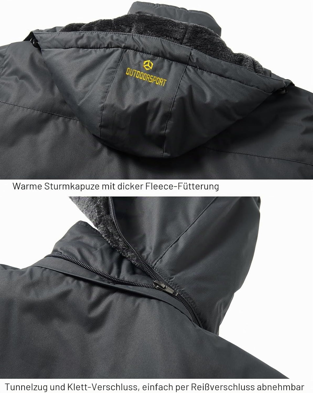 CARWORNIC Herren Winddichte Berg Ski Jacke Winter Warm Schnee Kapuze Windbreaker Wandern Snowboard M