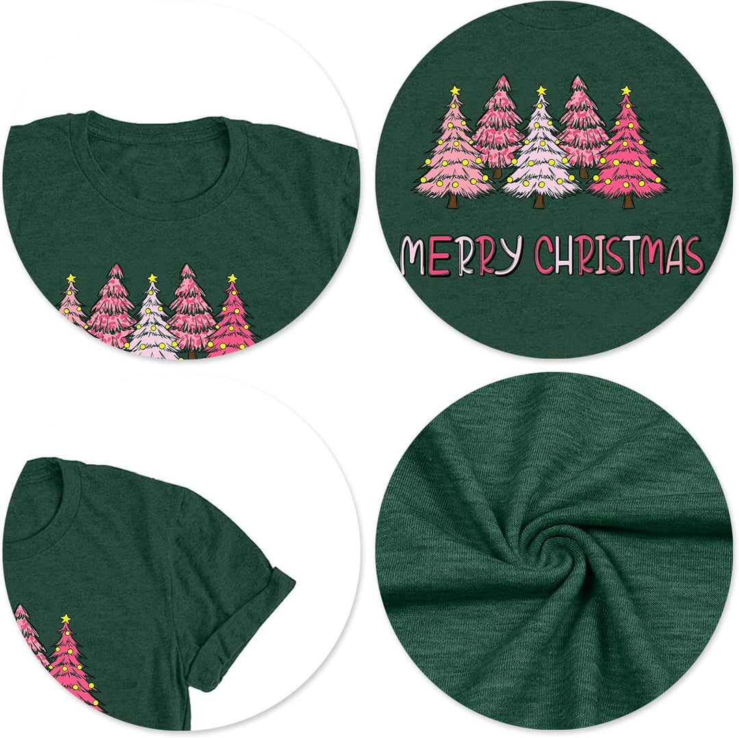 Weihnachts Tshirt Damen Merry Christmas T Shirt Xmas Tree Shirts A-grün2 S, A-grün2 S