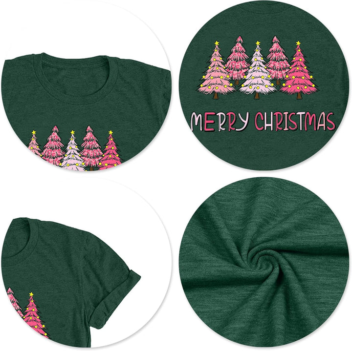 Weihnachts Tshirt Damen Merry Christmas T Shirt Xmas Tree Shirts A-grün2 S, A-grün2 S