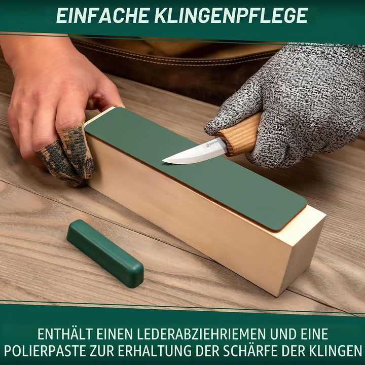 BeaverCraft S01 Löffelschnitzmesser Set – Holzlöffel Schnitzwerkzeug für Rechtshänder – Hakenmesser,