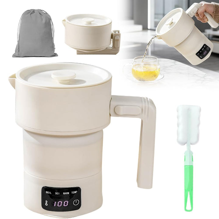 Klein Faltbarer Wasserkocher 0.6L - Camping Wasserkocher Faltbar,Reisewasserkocher Faltbar mit Schut