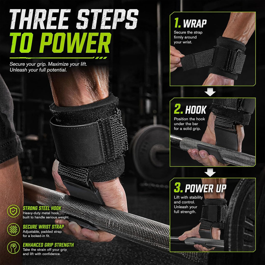 Fitness Zughilfen für Krafttraining, Powerlifting Zughaken, Gewichtheben Haken für Männer &amp; Frauen,
