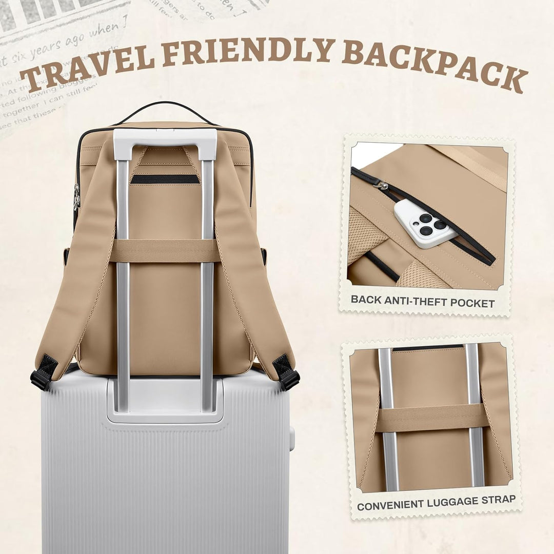 GOLF SUPAGS Kunstleder Rucksack Damen, Stilvoller Laptop Rucksack, Multifunktionaler Tagesrucksack W