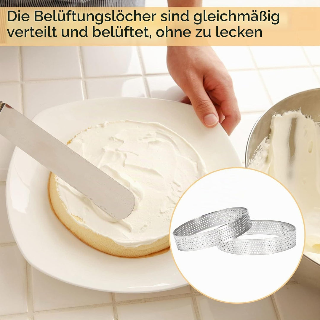 Pvczool 10 StüCk Runde Torten Ringe mit LöChern Edelstahl Kuchen Quiches Kuchen Mousse Form KüChe Ba