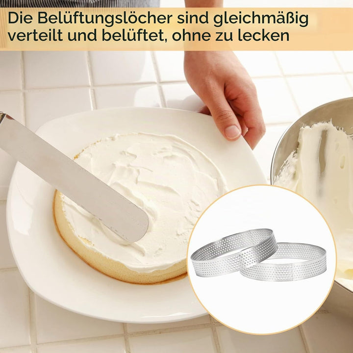 Pvczool 10 StüCk Runde Torten Ringe mit LöChern Edelstahl Kuchen Quiches Kuchen Mousse Form KüChe Ba