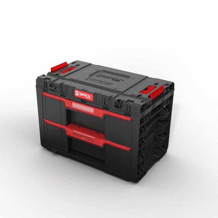 Qbrick System Werkzeugkoffer Sortierbox Leer - 2 Schubladen - Werkzeugkiste - 542 x 335 x 369 mm Sch