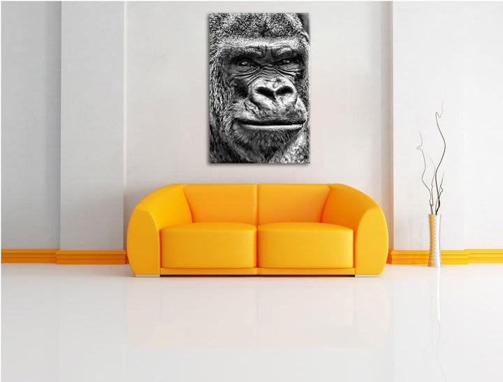 Pixxprint stolzer Gorilla als Leinwandbild/Grösse: 100x70 cm/Wandbild/Kunstdruck/fertig bespannt, 10