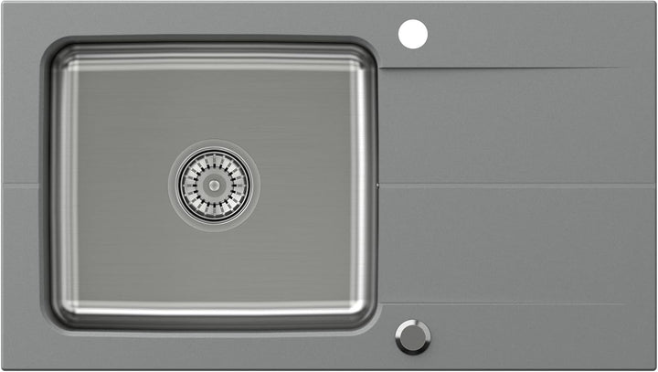QUADRON Spülbecken Grau | Grösse 78 x 44 cm | Edelstahlspüle EDWARD Einzelbecken Küchenspüle mit Sta