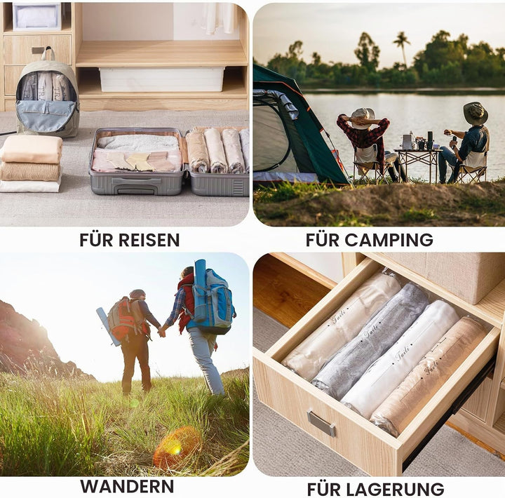 TAILI Vakuumbeutel Set Reise 10 Stück 40 x 60 CM Travel Vakuumbeutel für Kleidung zum Rollen Vakuum