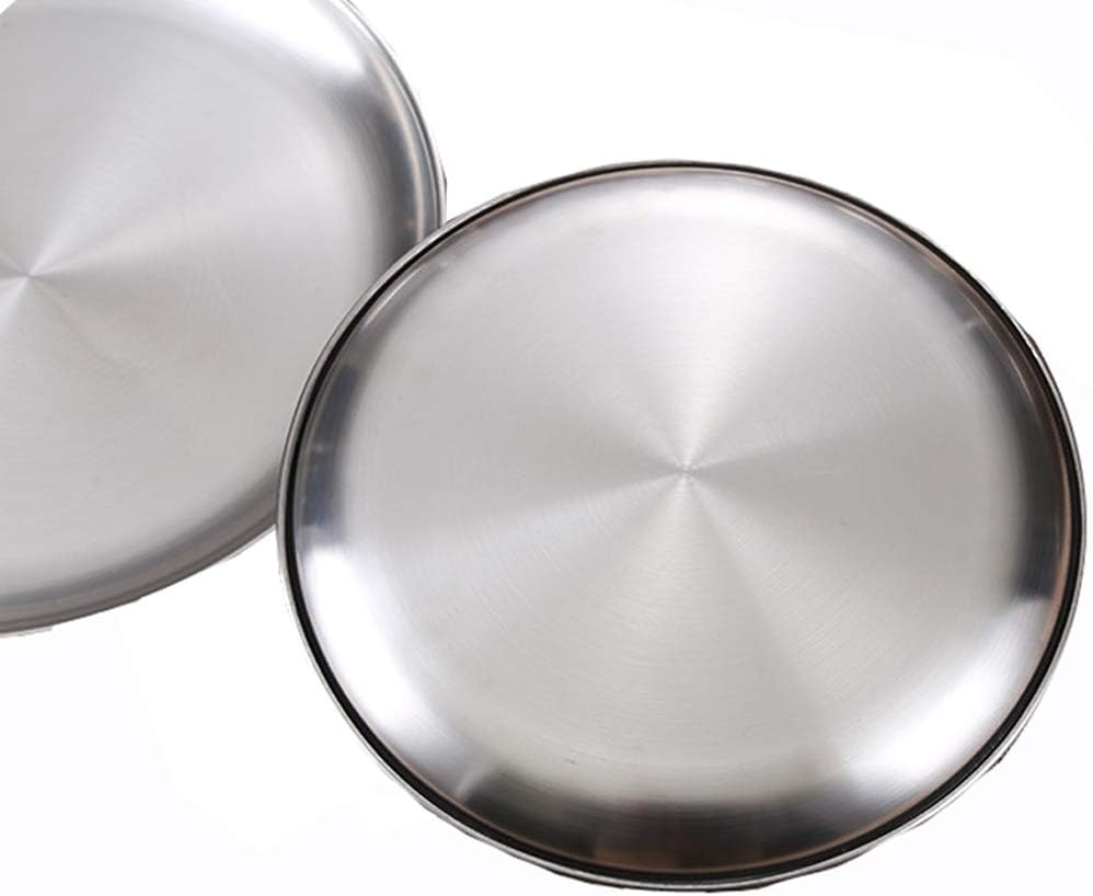 JMYDecor 5 Stück runde Edelstahlteller, tragbares Geschirr Set für Outdoor Camping, Wandern, Picknic