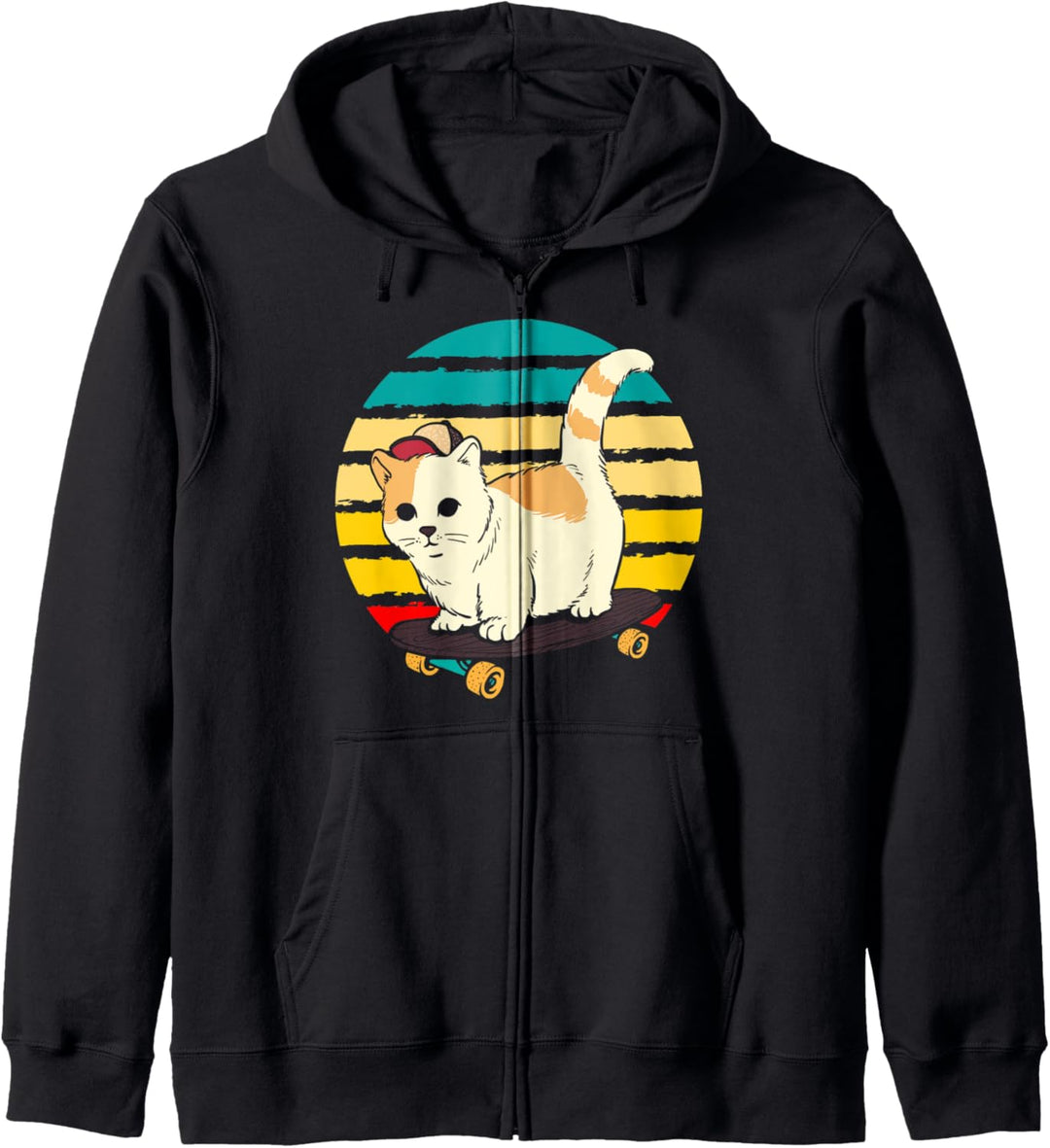 Niedliche Skateboard Katze Vintage Skating Kapuzenjacke