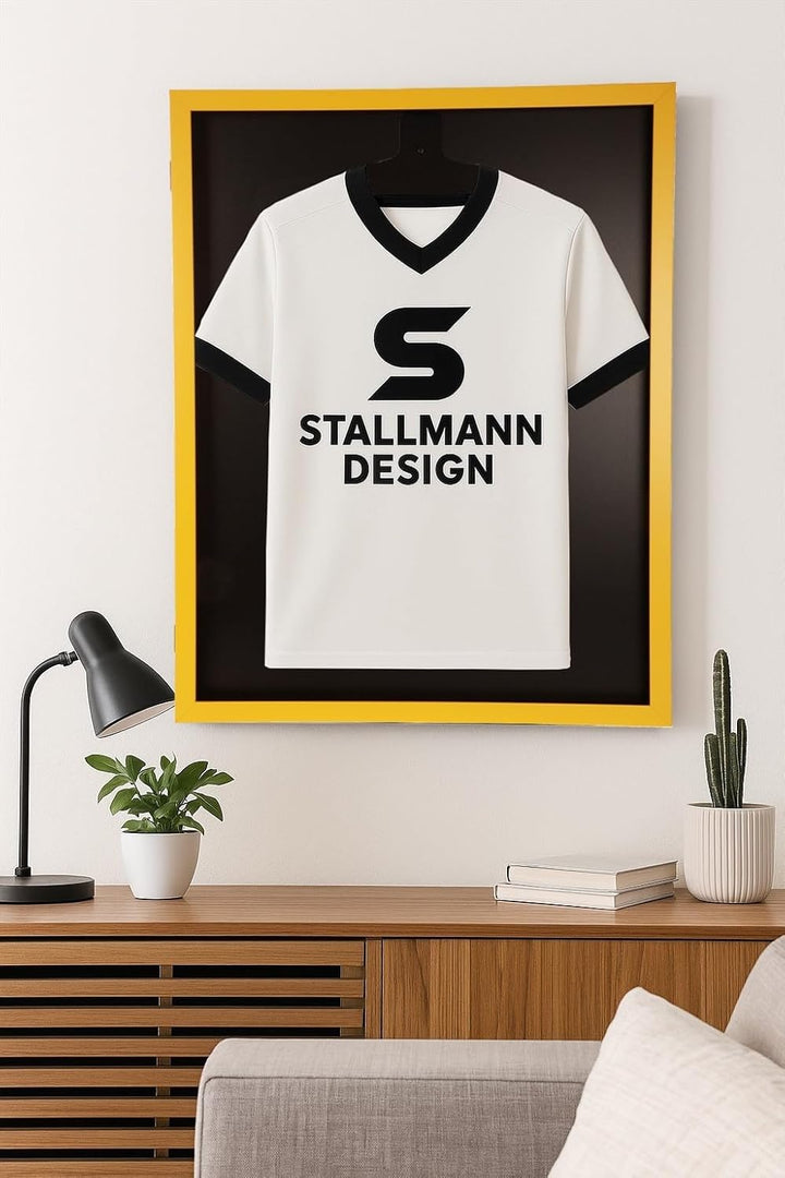 Trikotrahmen mit Drehtür – 'Gelb' - Rückwand Schwarz | Grösse: 90x70cm - von vorne bestückbar - stab