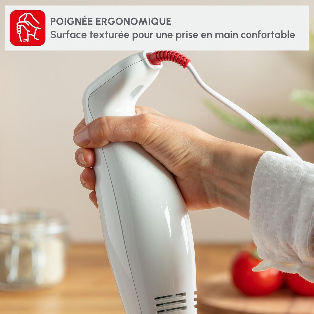 Moulinex Stabmixer Turbomix DD12A1 | 350 W | Ergonomischer Griff | 2 robuste Zelkrom-Klingen | Sprit