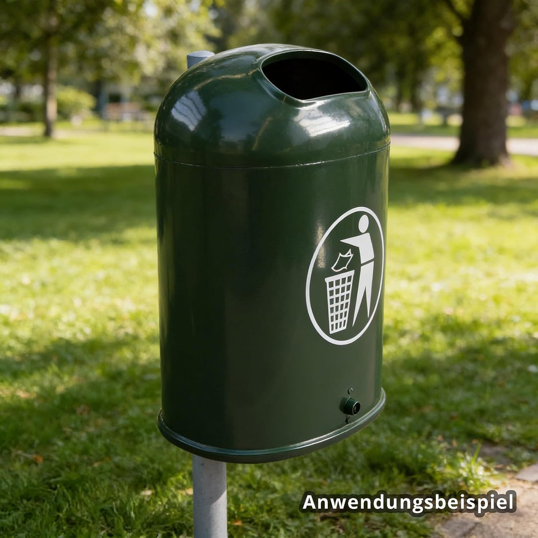 Abfallbehälter für den Aussenbereich, Inhalt 45 Liter, Stahl verzinkt, dunkelgrün