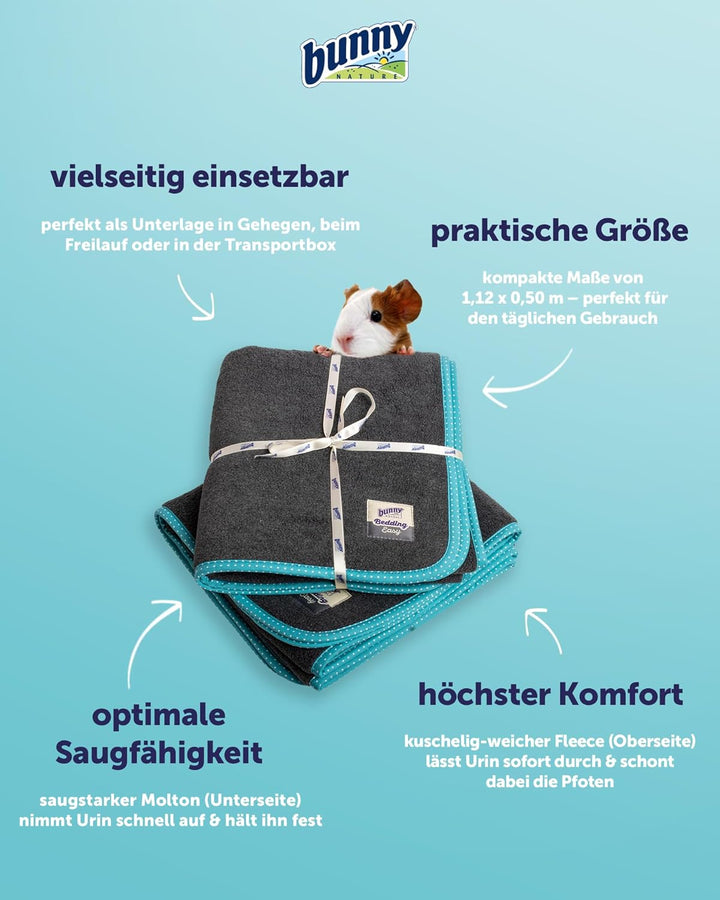 bunnyNature Bedding Easy Türkis | Flauschig-Weicher Fleece & Saugstarker Molton | Allergikerfreundli