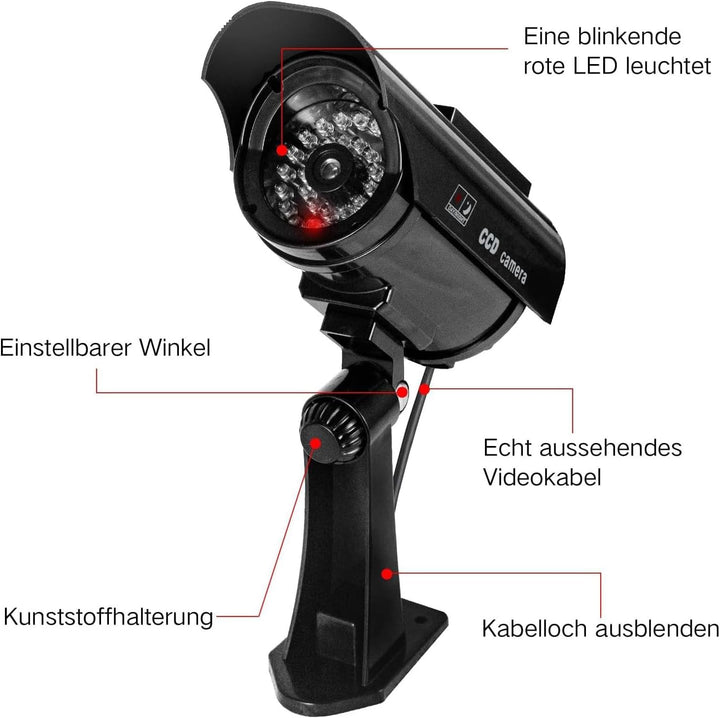 2 Stück Dummy Kamera Solar Betriebene Simulierte Dummy Surveillance Sicherheit Kamera mit Blinkendem