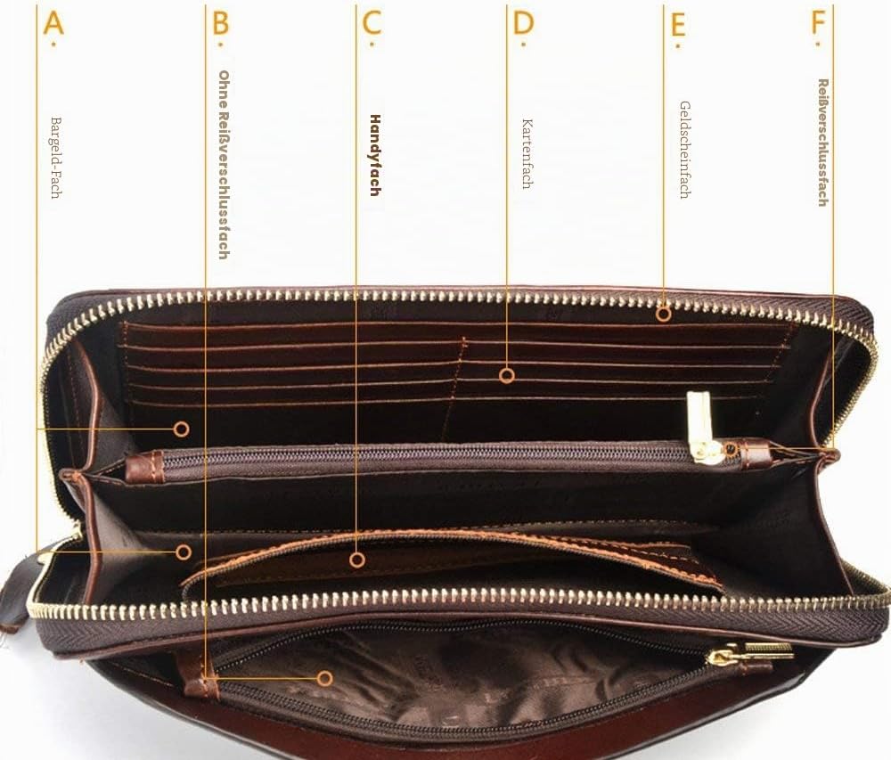 Leder Handgelenktasche Herren Geschäft Handtasche Herrentasche Gross Geldbörse Echtleder Karten Clut