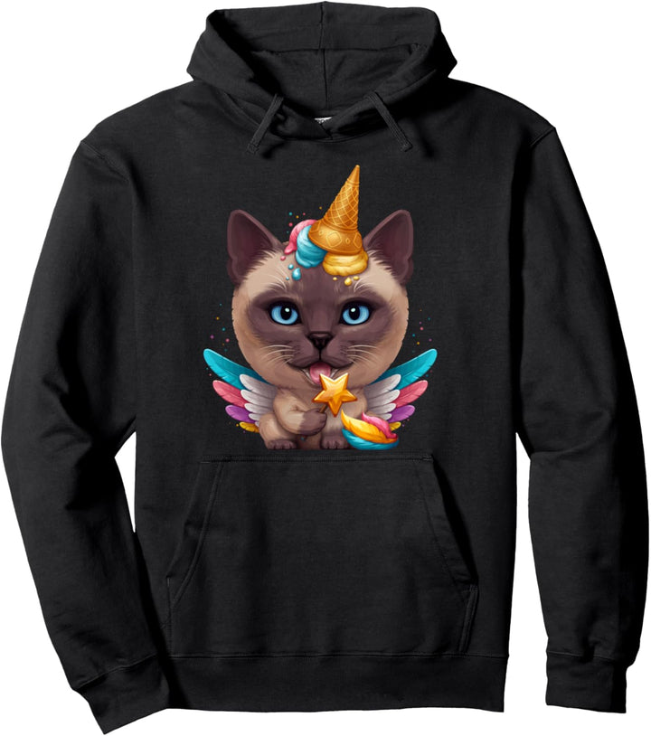 Siamkatze Einhorn Pullover Hoodie