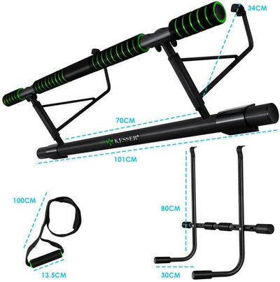 KESSER® 4in1 Premium Klimmzugstange inkl. DIP-Station & Power Ropes, klappbare Türreck, sichere Türr