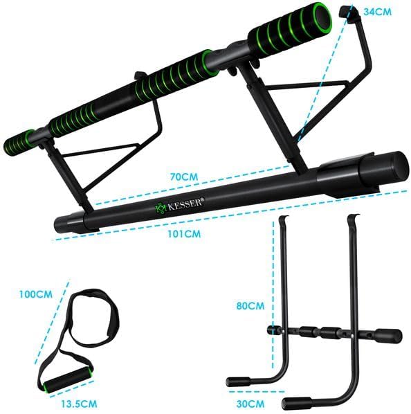 KESSER® 4in1 Premium Klimmzugstange inkl. DIP-Station & Power Ropes, klappbare Türreck, sichere Türr