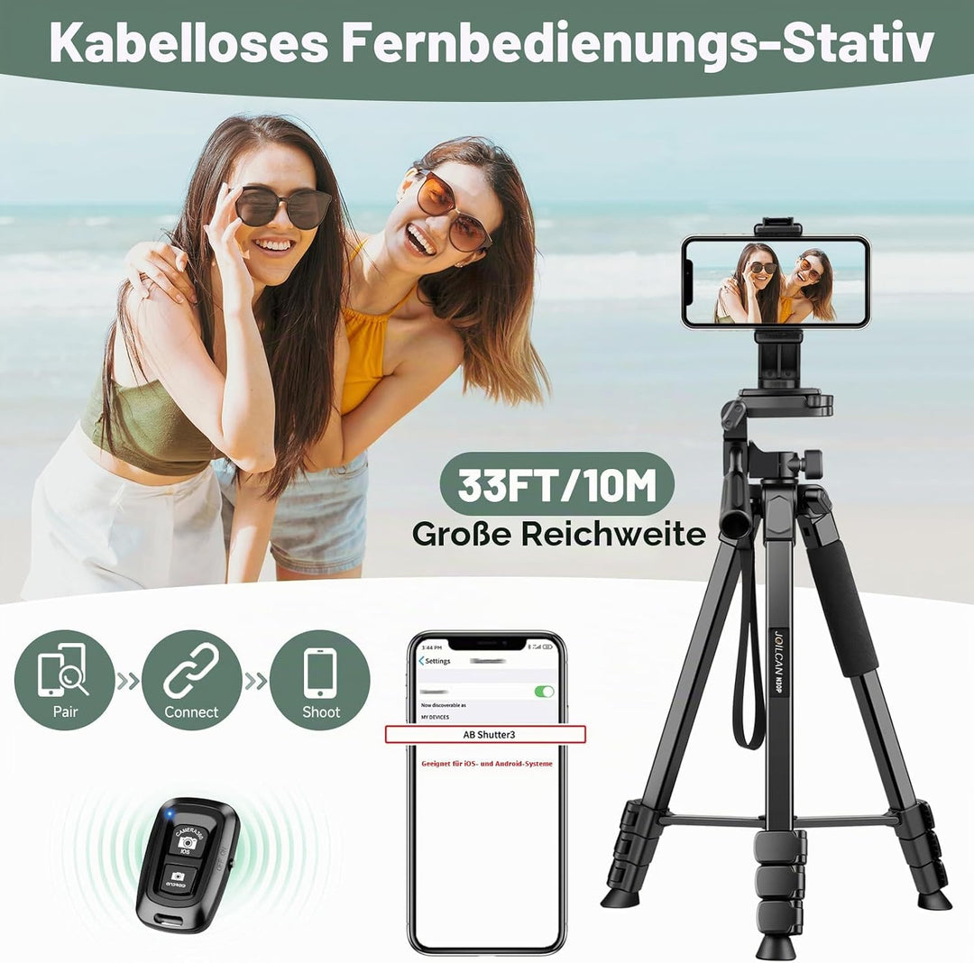 JOILCAN Kamera Stativ, 210.8cm leichtes Handy Stativ für Smartphone & Selfie Stick mit 360°Kugelkopf