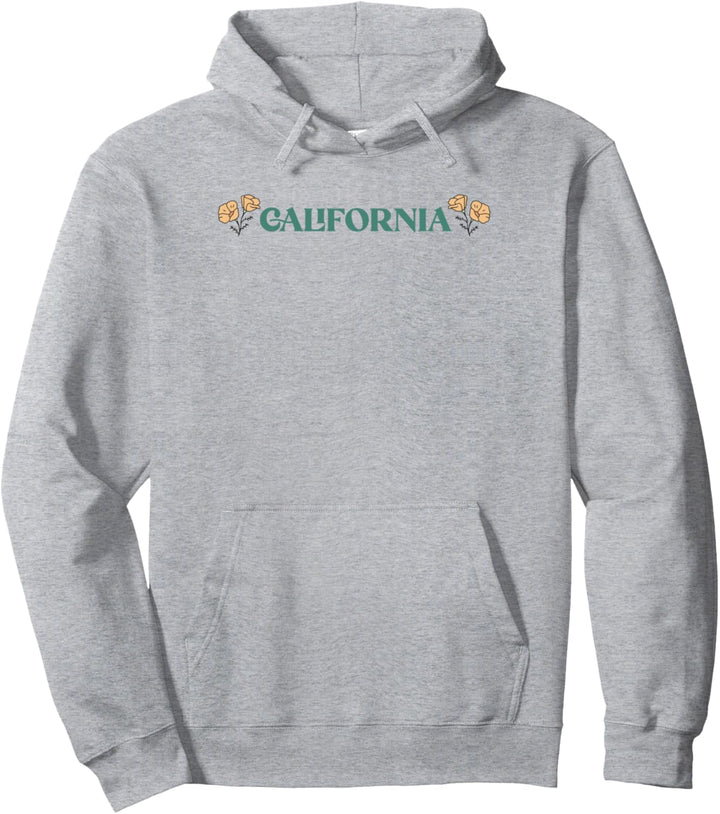 Trendy California Landmarks Icon Map & Text Front & Back Pullover Hoodie