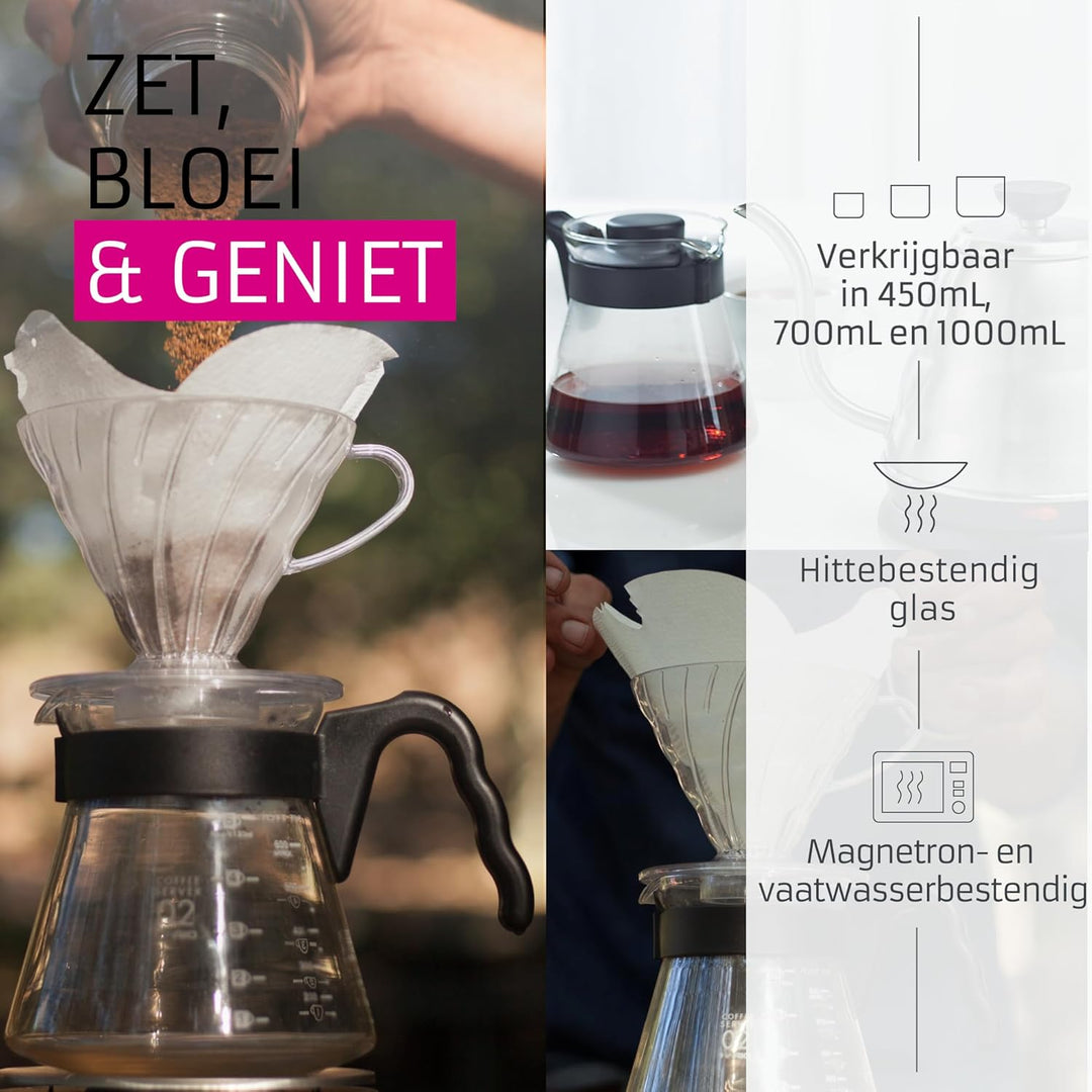 Hario 4977642019126 V60 Coffee Server Carafe 700 ml VCS-02B, Glas, farblos, 17, 3 x 14, 1 x 13 cm Fa