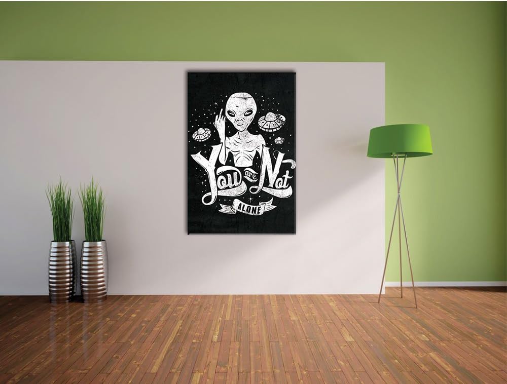 Dark You are not alone black Bild auf Leinwand, XXL riesige Bilder fertig gerahmt mit Keilrahmen, Ku