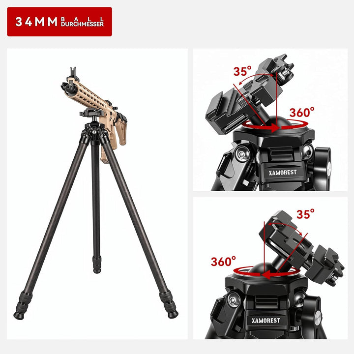 C283C Kompaktes Stativ aus Kohlefaser, 28 cm Rohrdurchmesser Jagdstativ, Picatinny- und Arca-Swiss-K