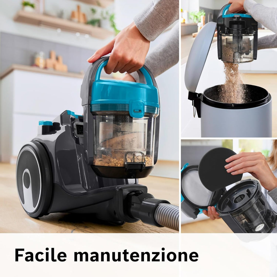 Bosch Home and Garden BGS05X240 GS05 Cleann'n, Beutelloser Staubsauger, kompakt und leicht, türkis,