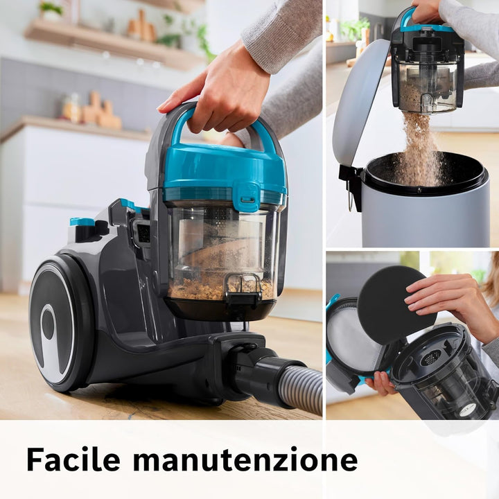 Bosch Home and Garden BGS05X240 GS05 Cleann'n, Beutelloser Staubsauger, kompakt und leicht, türkis,