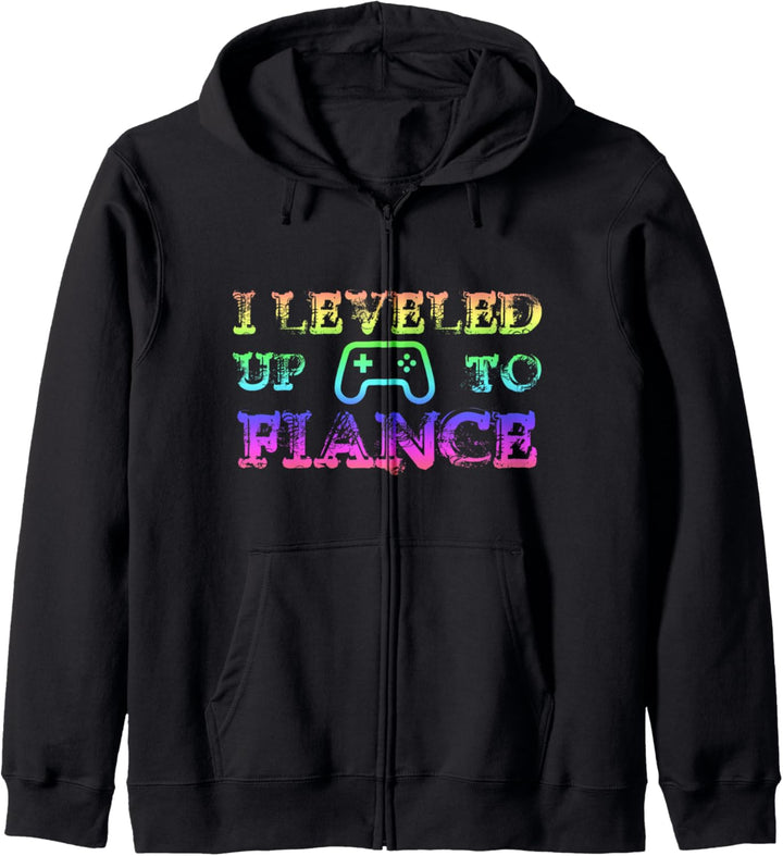 Fiance I Leveled Up To Funny Matching Gaming Watercolor Gift Kapuzenjacke