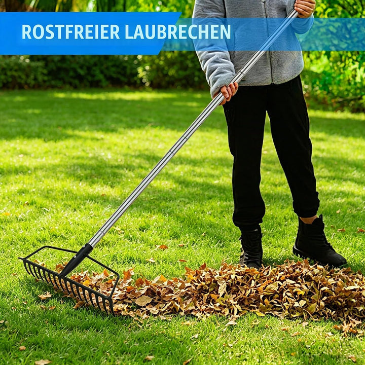 BARAYSTUS Garten Rechen ,Metall Rechen für Rasenflächen Schwerlast aus Edelstahl Verstellbarer Garte