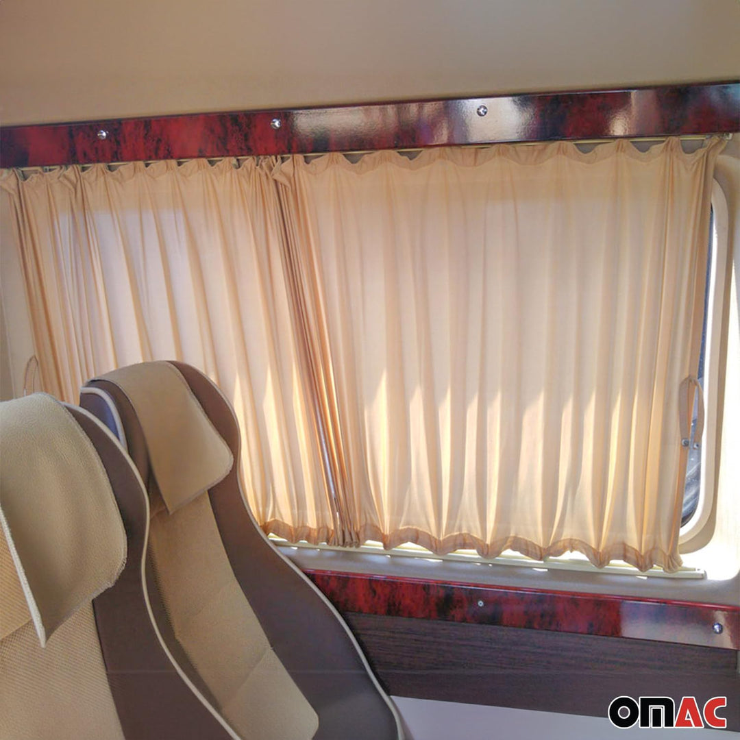 OMAC Sonnenschutz Gardinen kompatibel mit Ford Transit 2014-2019 Kurzer Doppelhecktür Beige 8X Beige